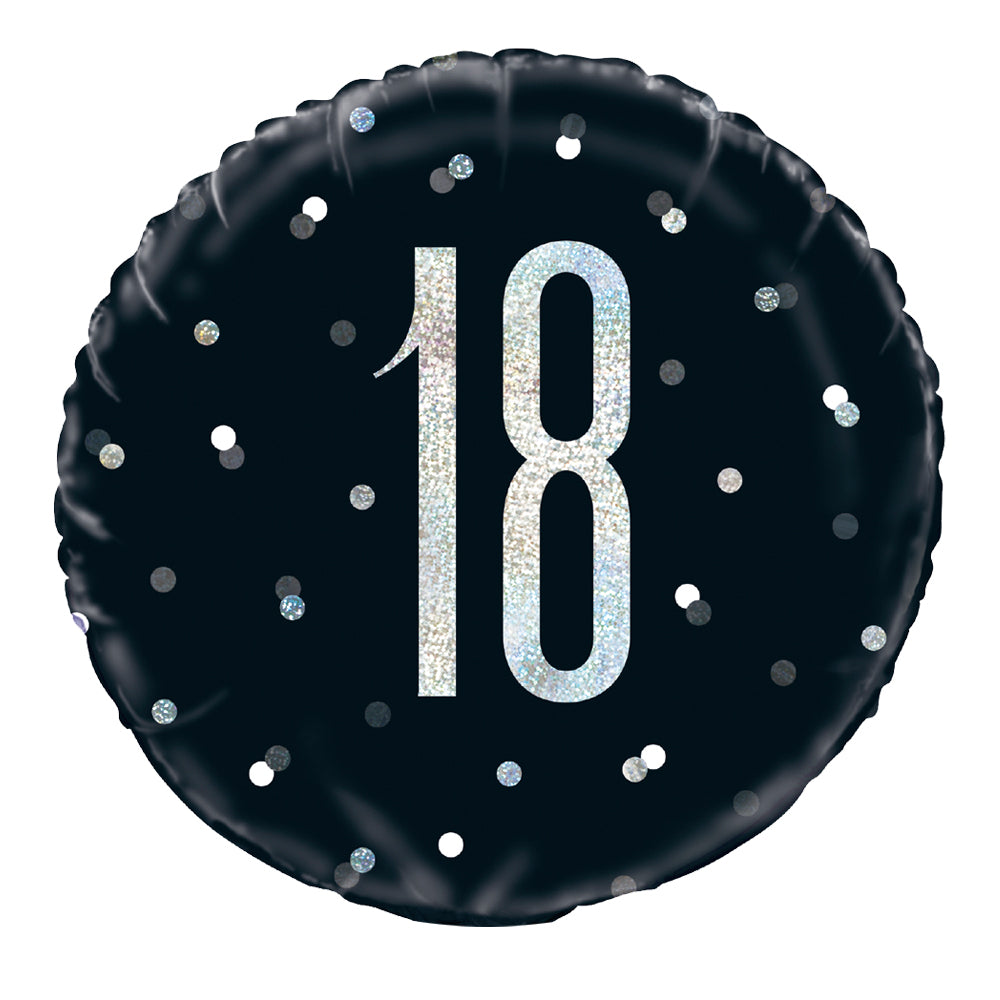 Birthday Glitz Black & Silver 18th Prismatic Foil Balloon - 18"