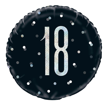 Birthday Glitz Black & Silver 18th Prismatic Foil Balloon - 18