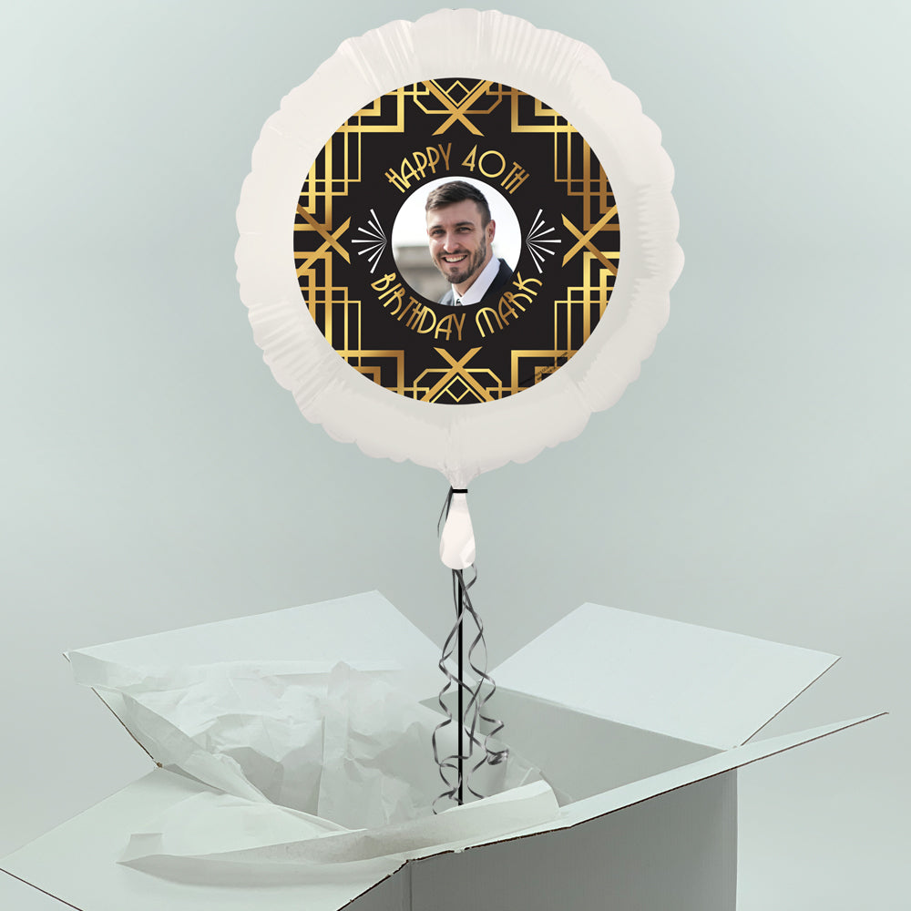 1920's Gatsby Inflated Personalised Photo Balloon in a Box