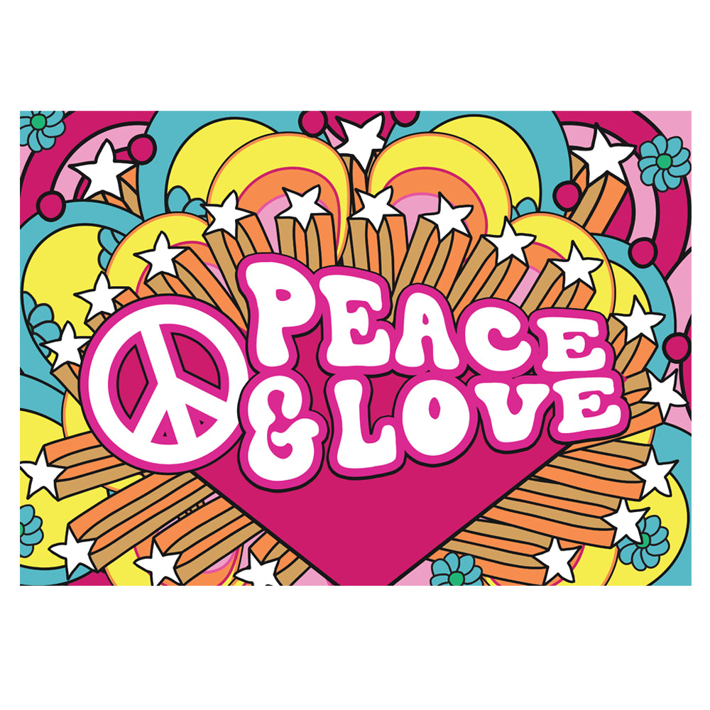 1960's Hippie 'Peace & Love' Poster -A3