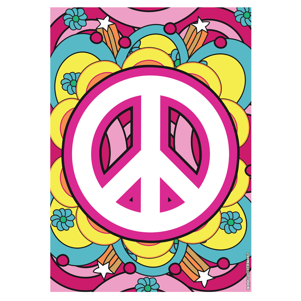 1960's Hippie Peace Sign Poster -A3