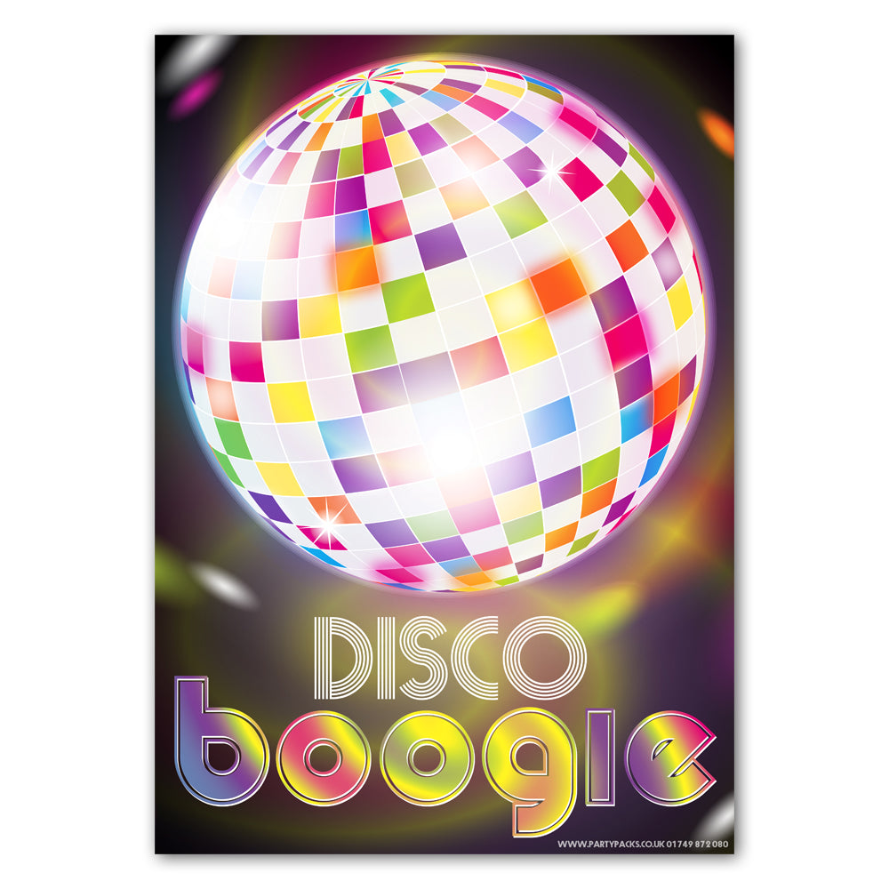70's Retro 'Disco Boogie' Poster Party Decoration - A3