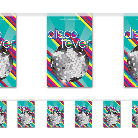1970's Disco Ball 'Disco Fever' Paper Flag Bunting Party Decoration - 2.4m
