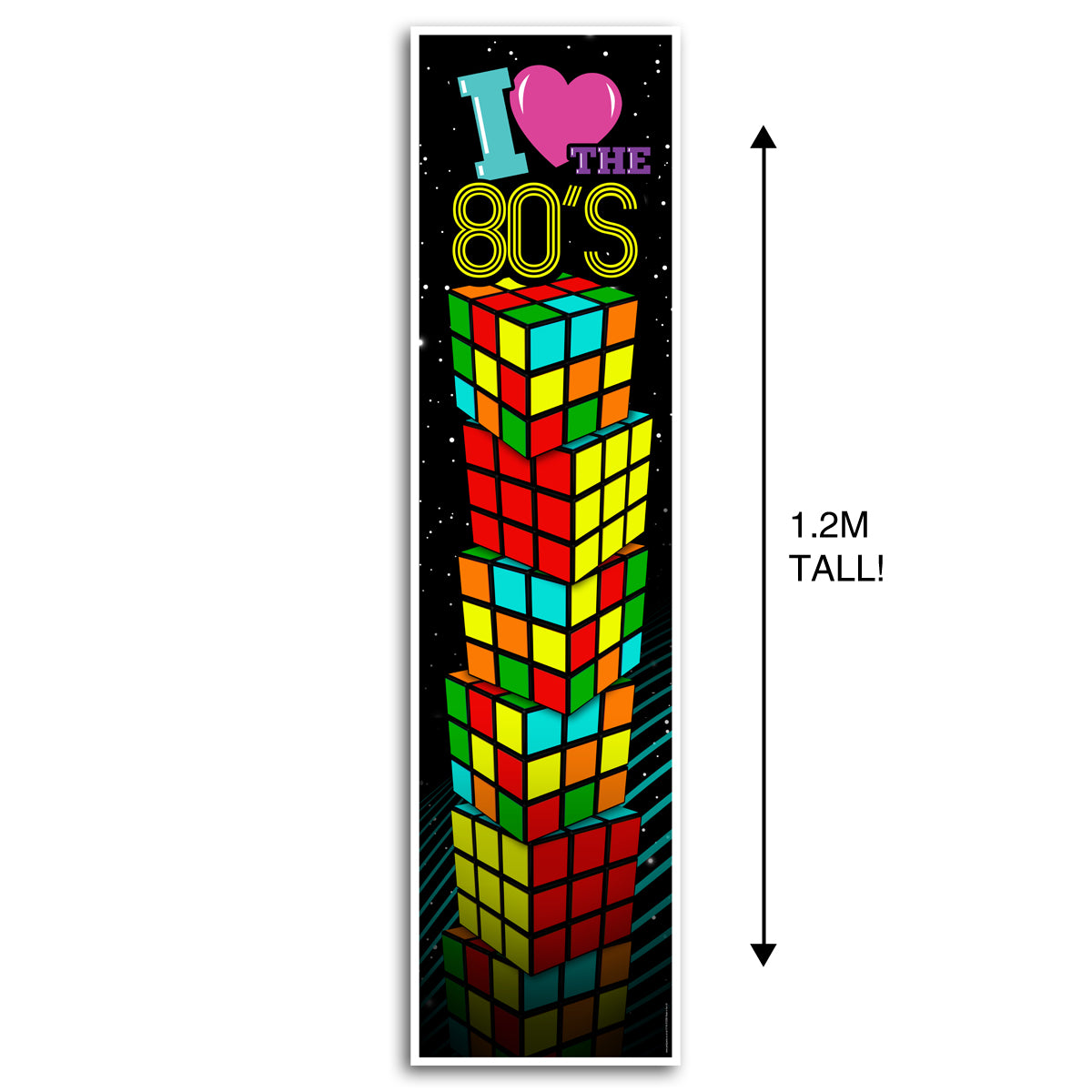 1980's I Love the 80's Puzzle Cube Portrait Wall & Door Banner Decoration - 1.2m