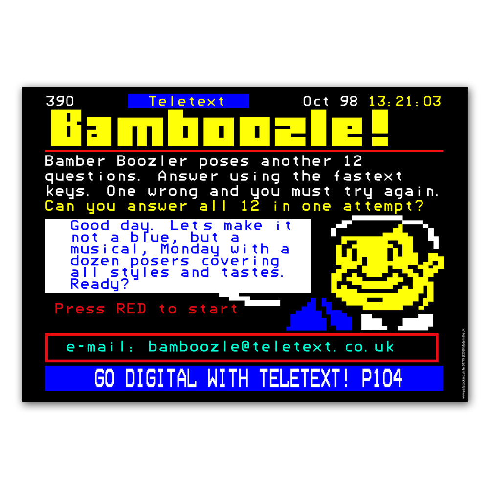 1990's Teletext Page Poster Decoration