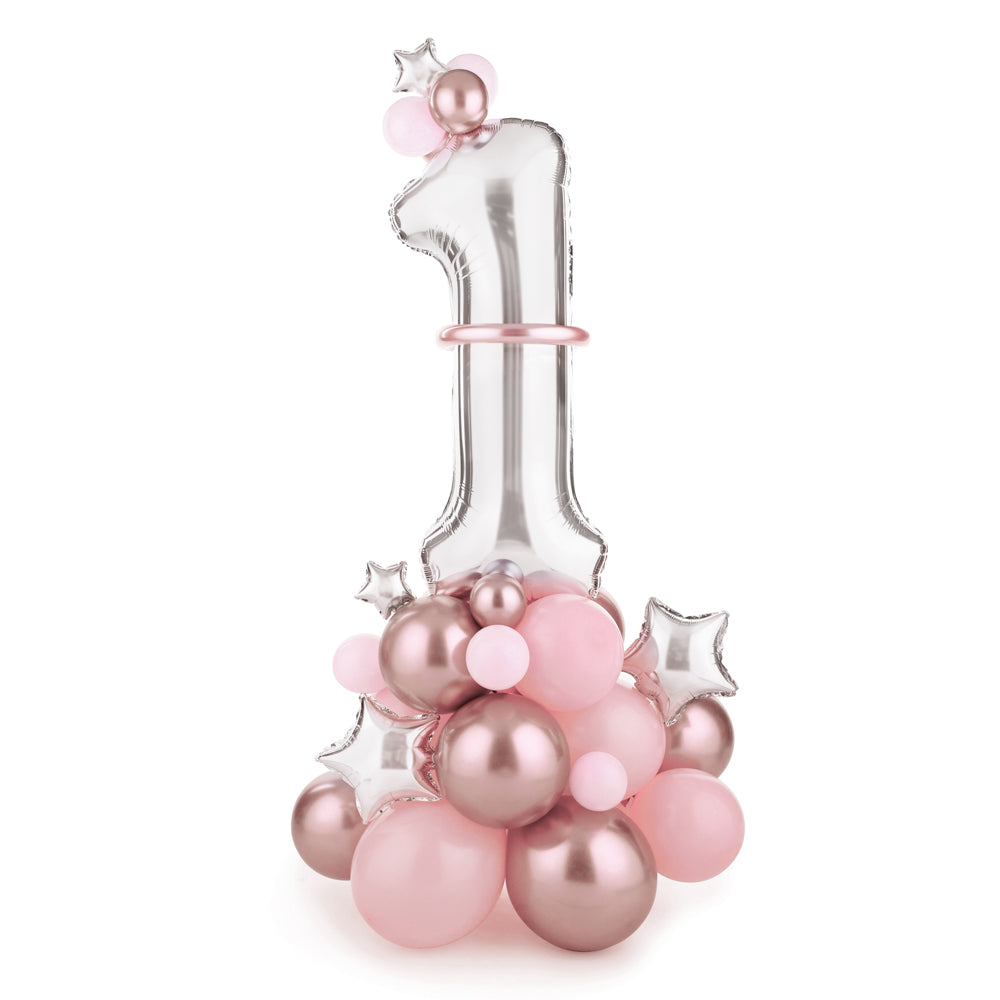 1st Birthday Pink Balloon Bouquet - 1.4m