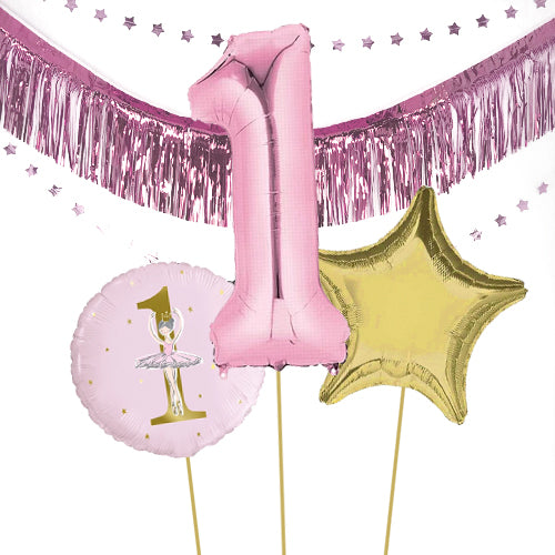 Inflated 1st Birthday Pink Balloon Bundle in a Box