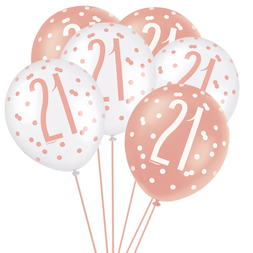 Birthday Glitz Rose Gold 18th Pearlised Latex Balloons - 12" - Pack of 6