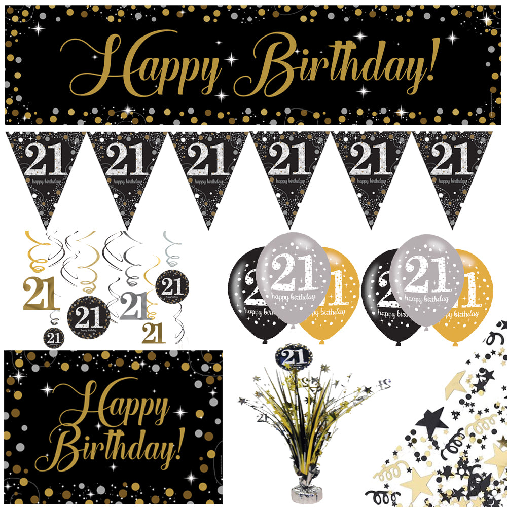 Gold Celebration 21st Birthday Decoration Pack