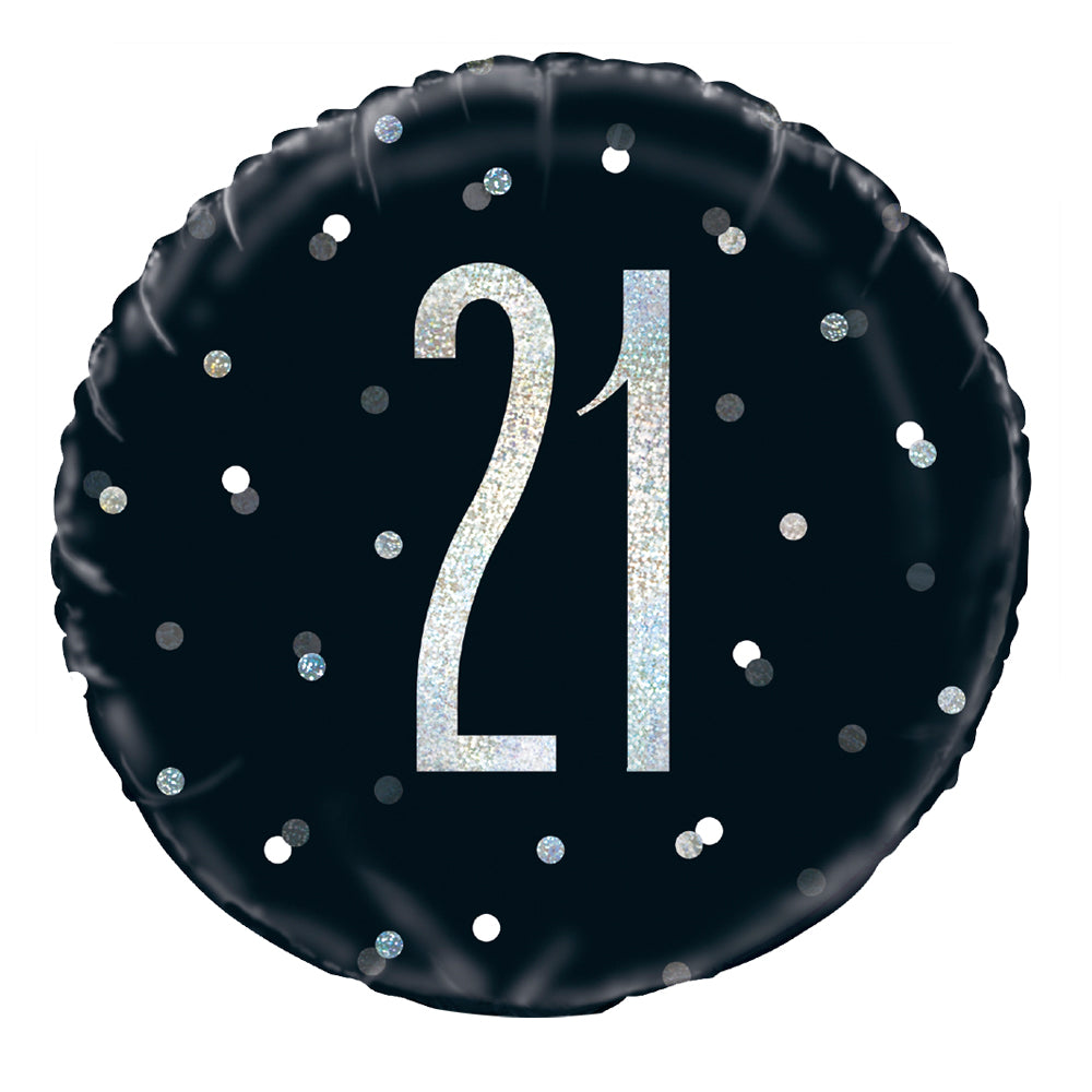 Birthday Glitz Black & Silver 21st Prismatic Foil Balloon