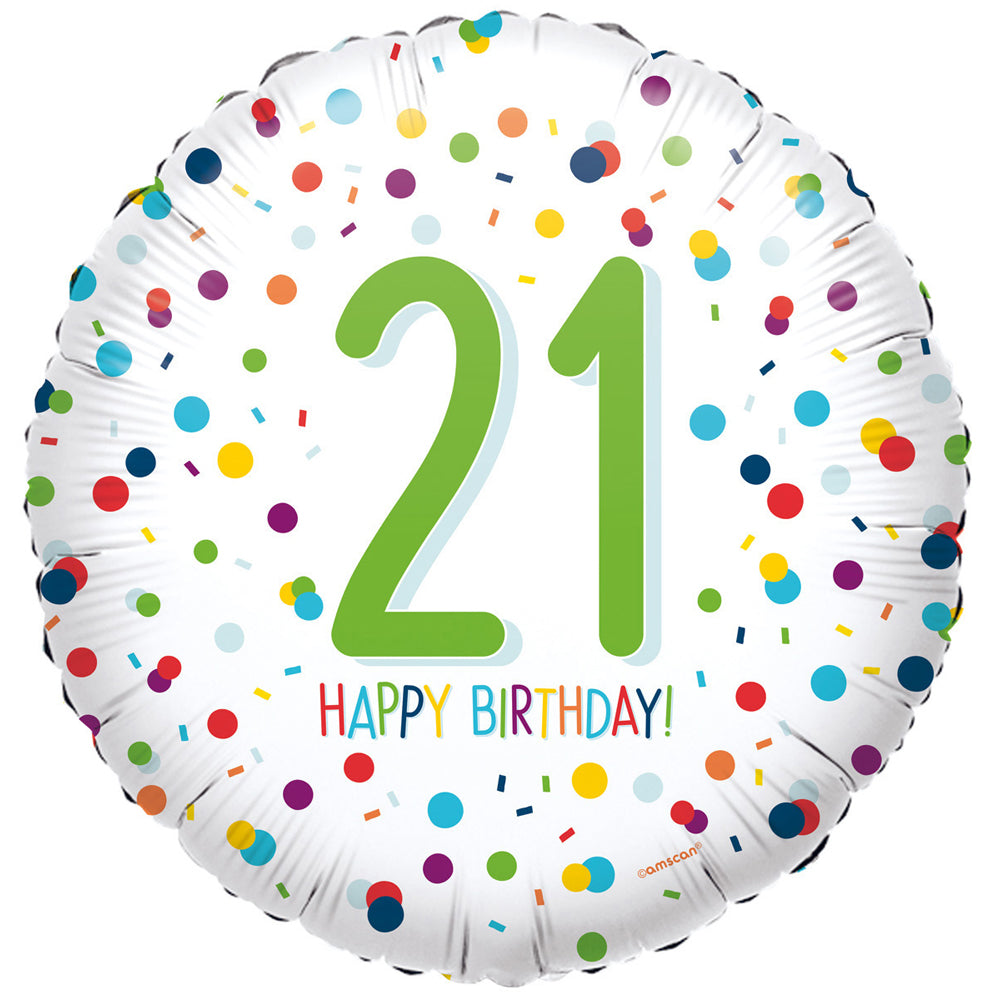 21st Birthday Confetti Foil Balloon - 18"