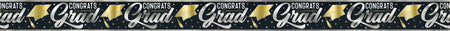 Stars & Caps Graduation Foil Fringe Banner - 12 ft