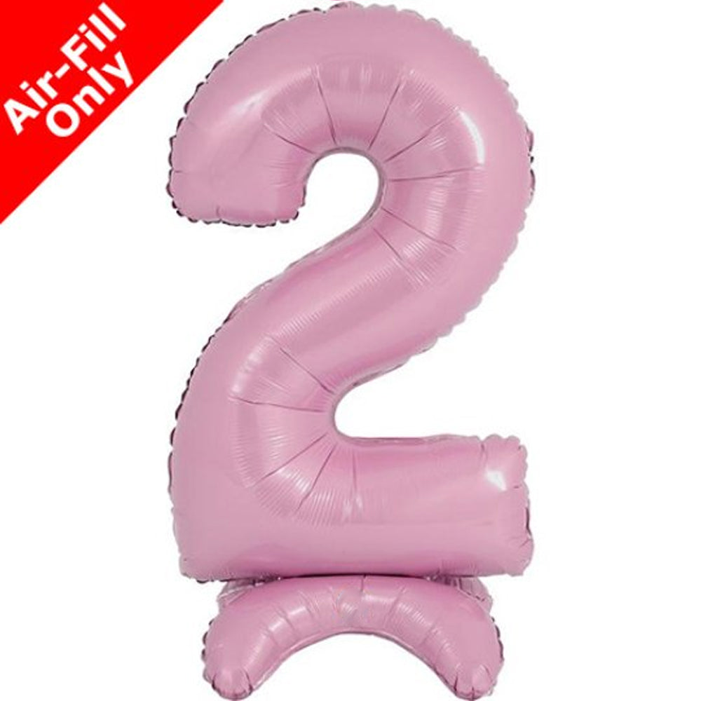 Pastel Pink Number 2 Standup Foil Balloon - 25" - No Helium Required!