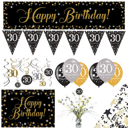 Gold Celebration 30th Birthday Decoration Pack