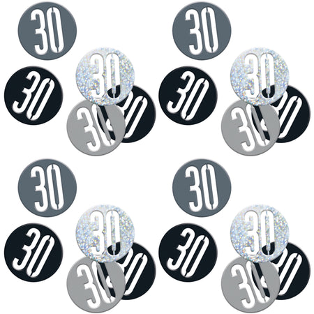 Birthday Glitz Black & Silver 30th Confetti