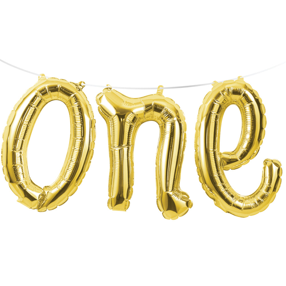 Gold 'one' Balloon Banner - 1.5m