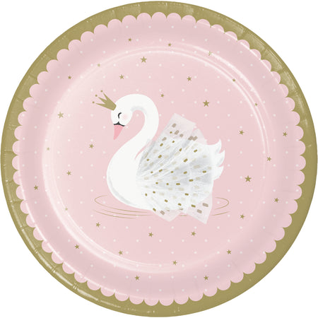 Stylish Swan Party Paper Plates - 23cm - Pack of 8