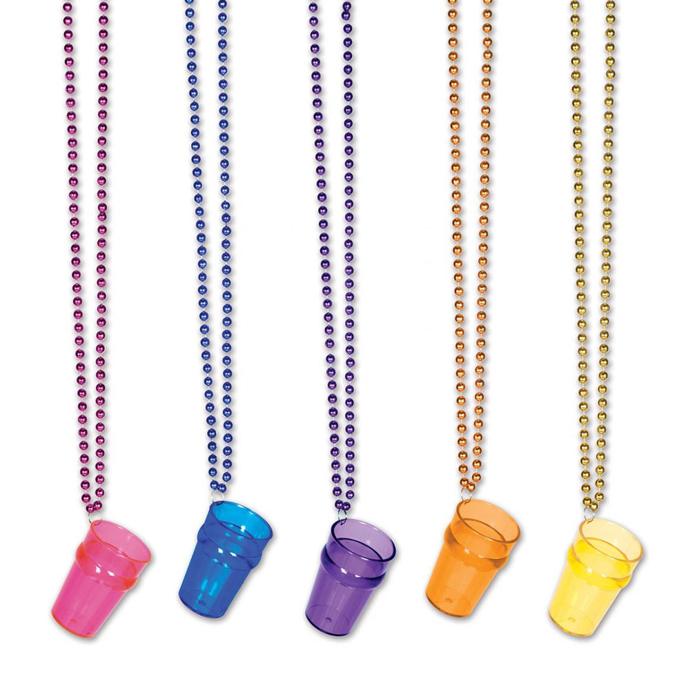 Shot Glass Bead Necklace - 84cm - Assorted Colours - Each