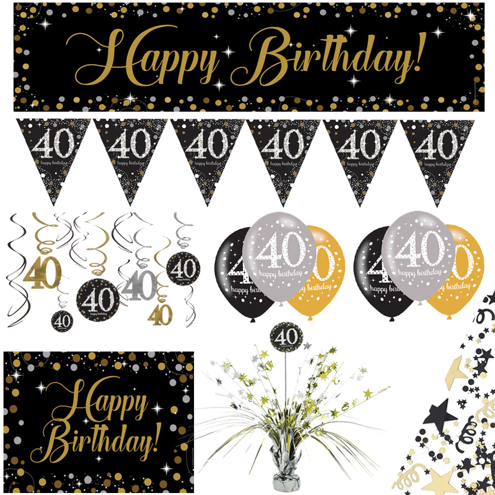 Gold Celebration 40th Birthday Decoration Pack