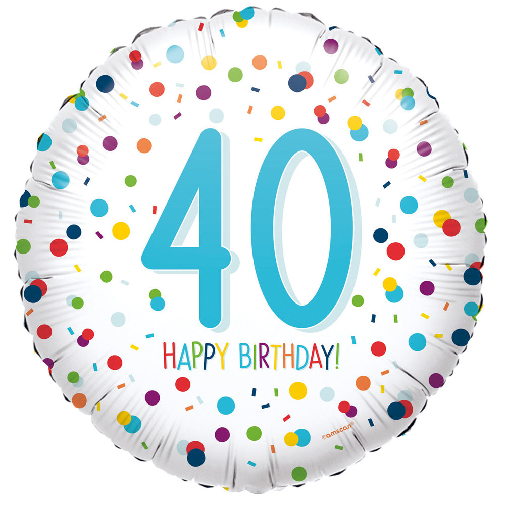 40th Birthday Confetti Foil Balloon - 18"