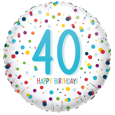 40th Birthday Confetti Foil Balloon - 18