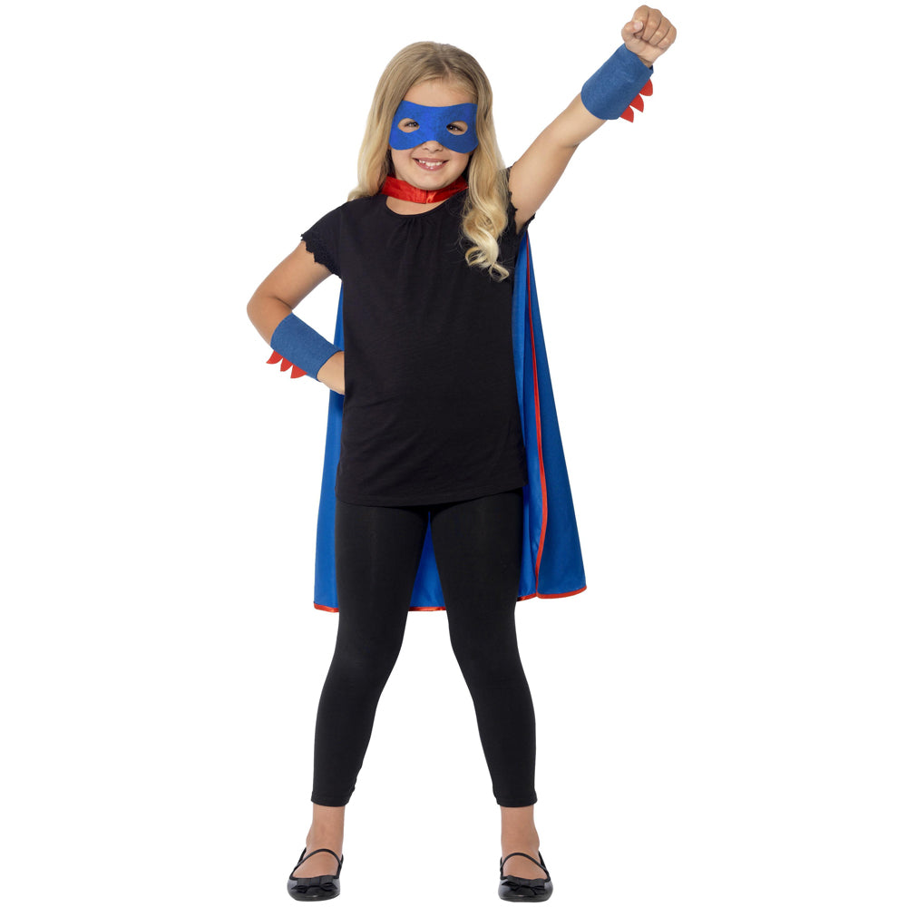 Children's Superhero Costume Kit - Mask, Cape & Cuffs - Unisex