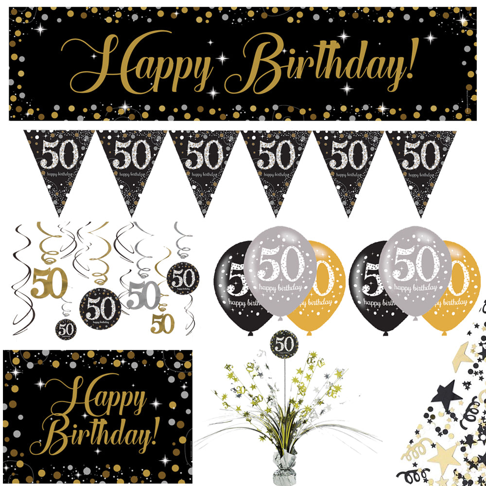 Gold Celebration 50th Birthday Decoration Pack