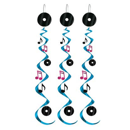 Rock 'n' Roll Super Swirl Decoration - Pack of 3 - 30