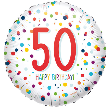 50th Birthday Confetti Foil Balloon - 18