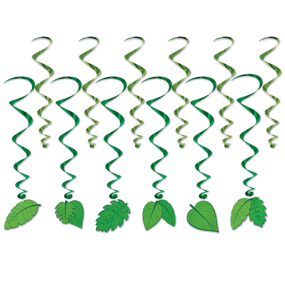Tropical Leaves Whirl Decorations - Pack of 12