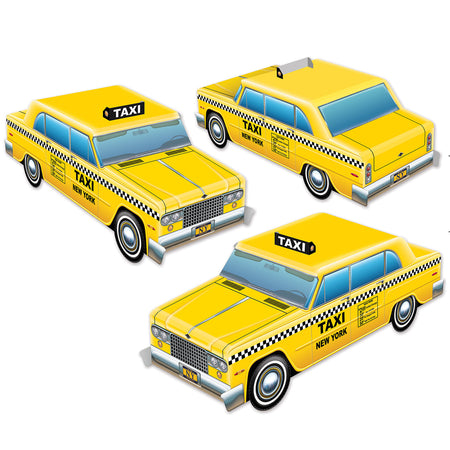 3-D Taxi Cab Centrepieces - Pack of 3