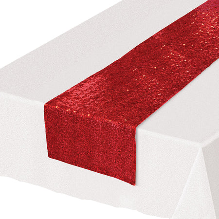 Red Sequinned Table Runner - 1.9m