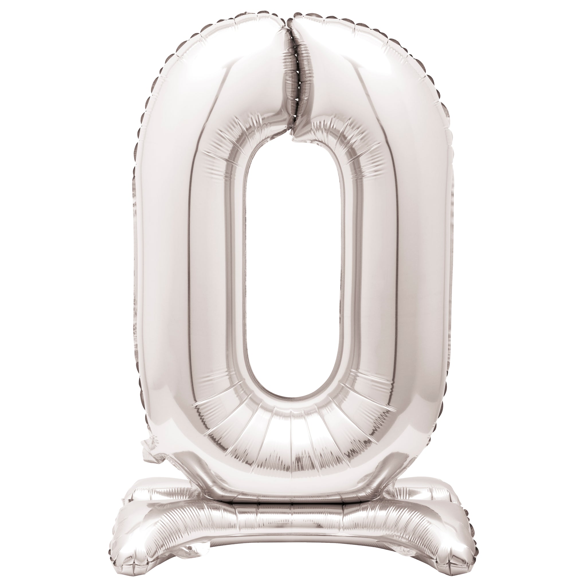Silver Number 0 Standing Foil Balloon - No Helium Required! - 30"