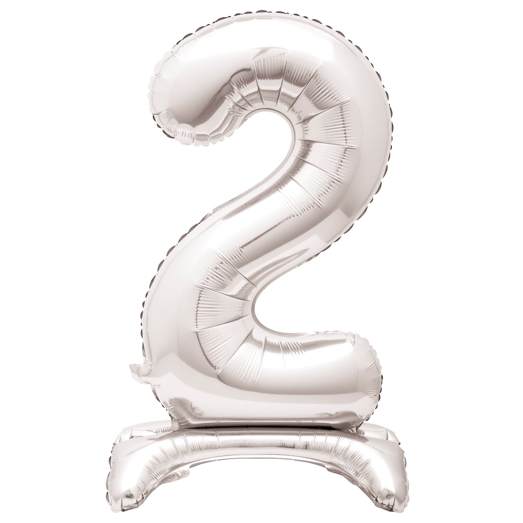Silver Number 2 Standing Foil Balloon - No Helium Required! - 30"