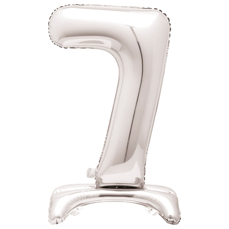 Silver Number 7 Standing Foil Balloon - No Helium Required! - 30