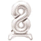 Silver Number 8 Standing Foil Balloon - No Helium Required! - 30
