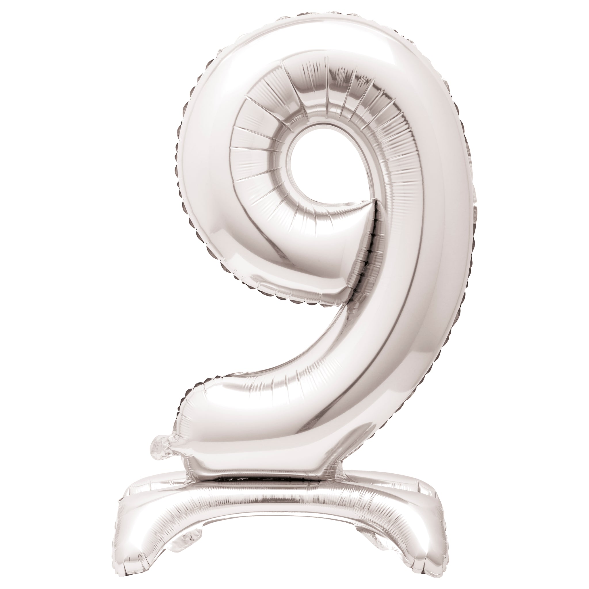 Silver Number 9 Standing Foil Balloon - No Helium Required! - 30"