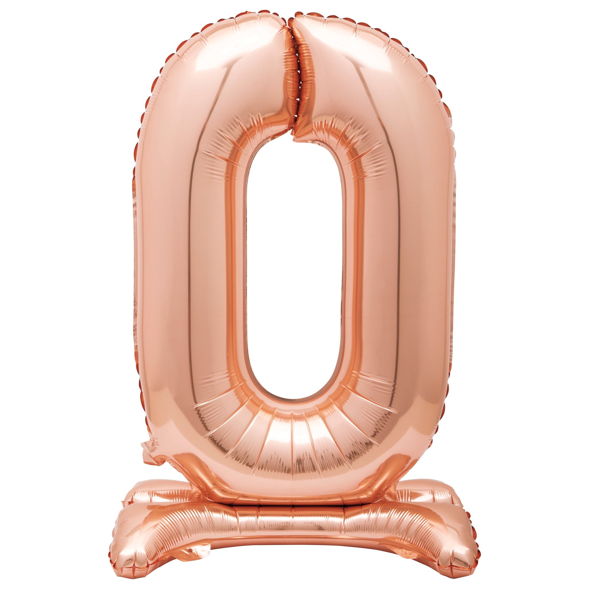 Rose Gold Number 0 Standing Foil Balloon - No Helium Required! - 30"