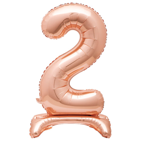 Rose Gold Number 2 Standing Foil Balloon - No Helium Required! - 30