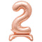 Rose Gold Number 2 Standing Foil Balloon - No Helium Required! - 30