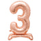 Rose Gold Number 3 Standing Foil Balloon - No Helium Required! - 30