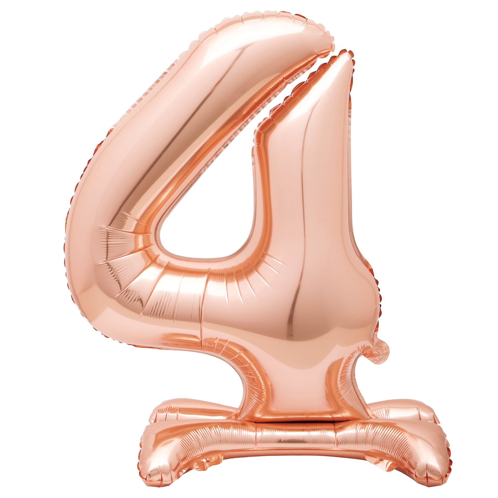 Rose Gold Number 4 Standing Foil Balloon - No Helium Required! - 30"
