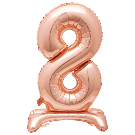 Rose Gold Number 8 Standing Foil Balloon - No Helium Required! - 30