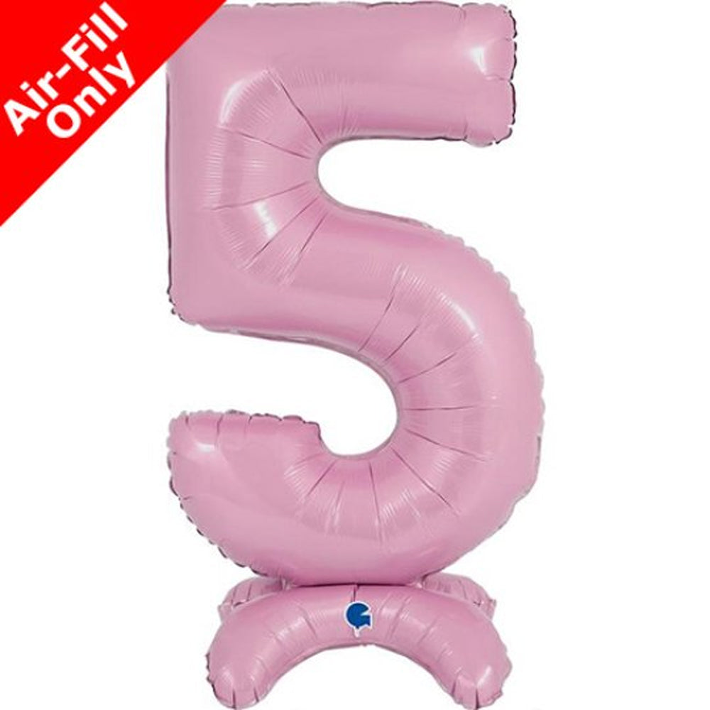 Pastel Pink Number 5 Standup Foil Balloon - 25" - No Helium Required!