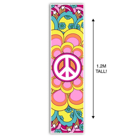 1960's Hippie Peace Sign Portrait Wall & Door Banner Decoration - 1.2m