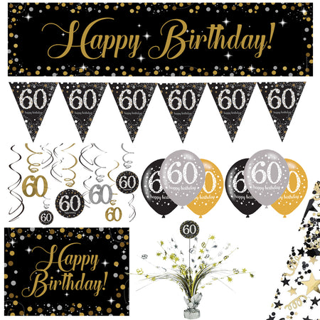 Gold Celebration 60th Birthday Decoration Pack