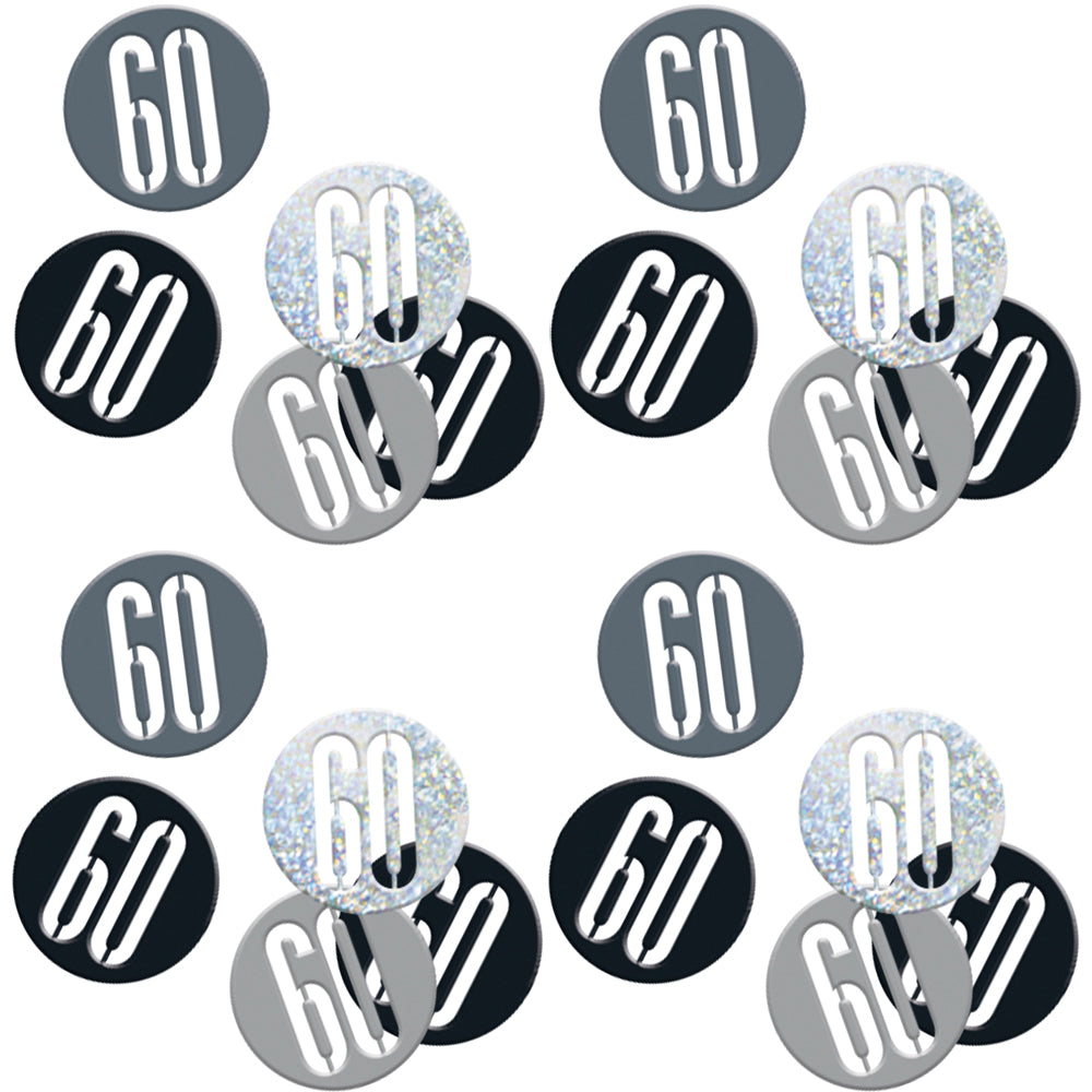 Birthday Glitz Black & Silver 60th Confetti 