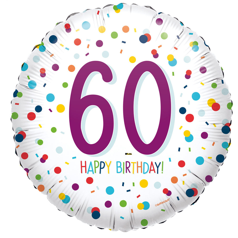 60th Birthday Confetti Foil Balloon - 18"