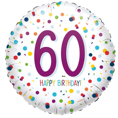 60th Birthday Confetti Foil Balloon - 18