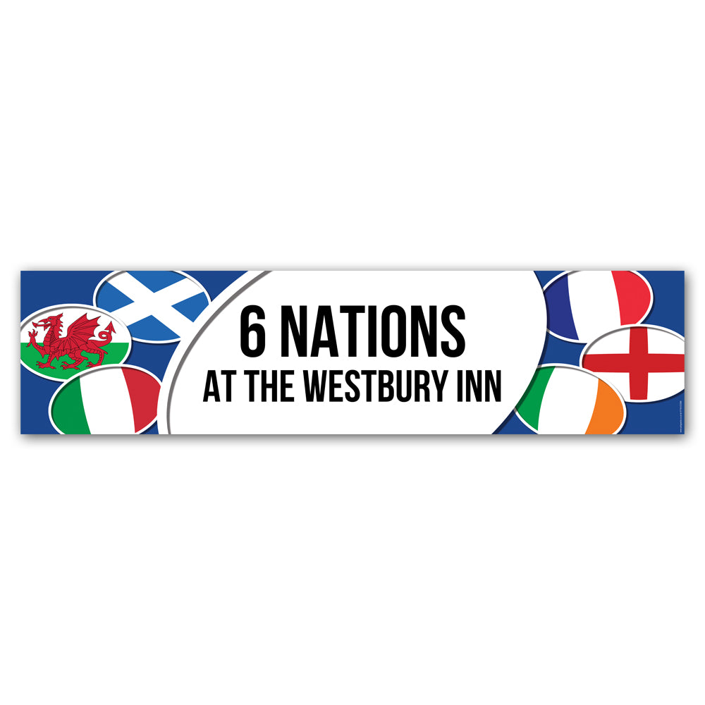 6 Nations Rugby Personalised Banner Decoration - 1.2m